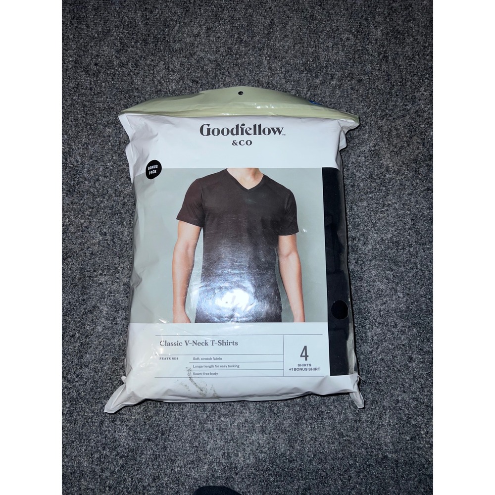 Goodfellow & Co Mens Classic V-Neck T-Shirts 5 Pack Black Large 42/44 553705
